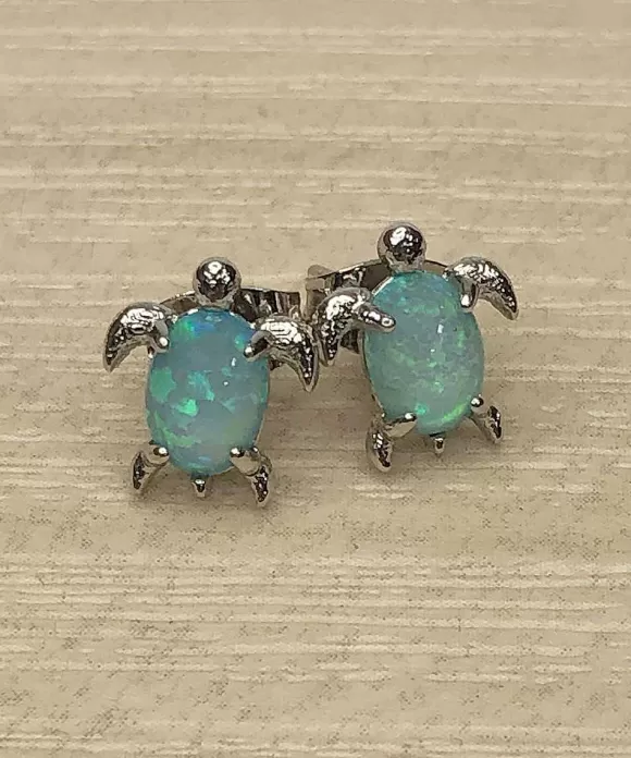Jewelry>Crazy Shirts Pura Vida Silver Opal Sea Turtle Earrings