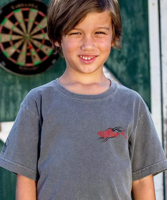 T-Shirts>Crazy Shirts Red Shark - Crater Dyed® Short Sleeve Crewneck T-Shirt