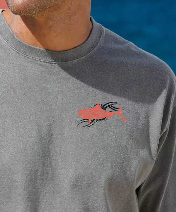 T-Shirts>Crazy Shirts Red Shark - Crater Dyed® Short Sleeve Crewneck T-Shirt