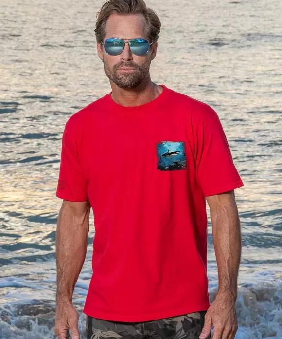T-Shirts>Crazy Shirts Reef Shark - Cherry Dyed Short Sleeve Crewneck T-Shirt