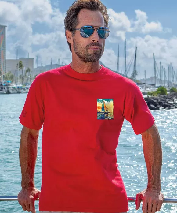 T-Shirts>Crazy Shirts Regatta Race - Cherry Dyed Short Sleeve Crewneck T-Shirt