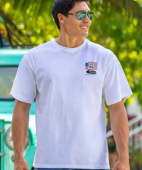 T-Shirts>Crazy Shirts Route 66 - White Short Sleeve Crewneck T-Shirt