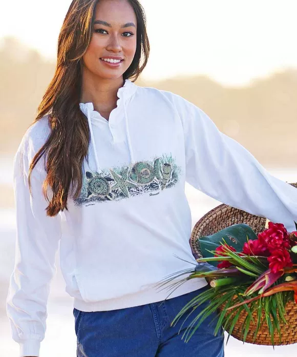 Jackets & Pullovers>Crazy Shirts Sea Band - White Long Sleeve Lightweight Pullover