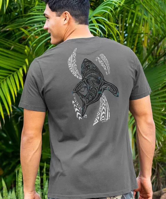 T-Shirts>Crazy Shirts Shark Wave - Smoke Short Sleeve Pima T-Shirt