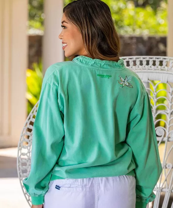 Jackets & Pullovers>Crazy Shirts Stranded Mokihana - Key Lime Dyed Long Sleeve Lightweight Pullover