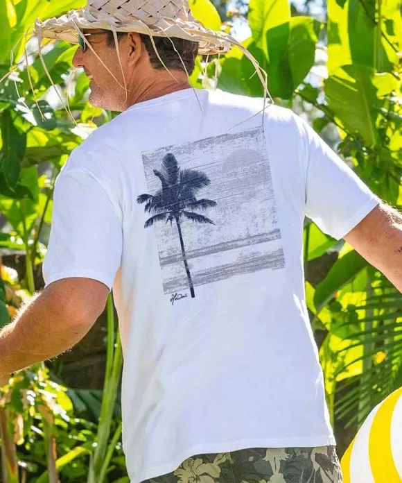 T-Shirts>Crazy Shirts Sun Wash - White Short Sleeve Crewneck T-Shirt