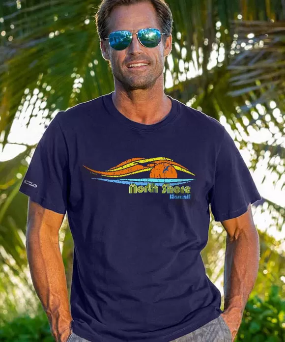 T-Shirts>Crazy Shirts Sunset Band - Indigo Short Sleeve Pima T-Shirt