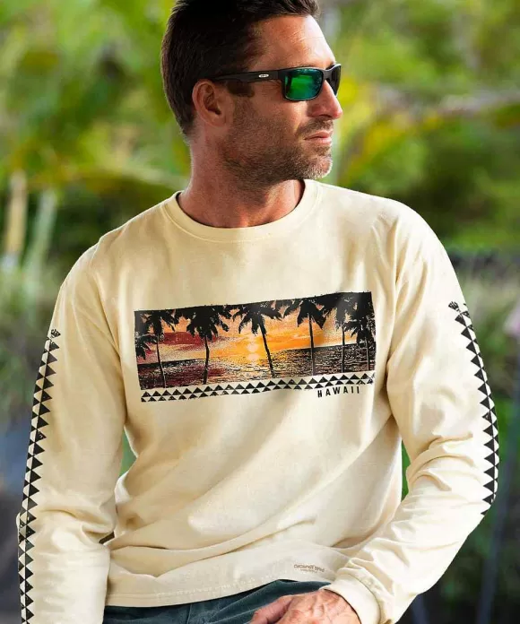 T-Shirts>Crazy Shirts Sunset Dream - Coconut Dyed Long Sleeve Crewneck T-Shirt