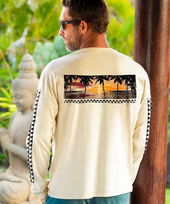 T-Shirts>Crazy Shirts Sunset Dream - Coconut Dyed Long Sleeve Crewneck T-Shirt