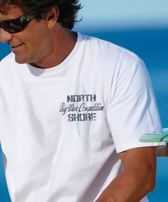 T-Shirts>Crazy Shirts Surf Competition - White Short Sleeve Crewneck T-Shirt