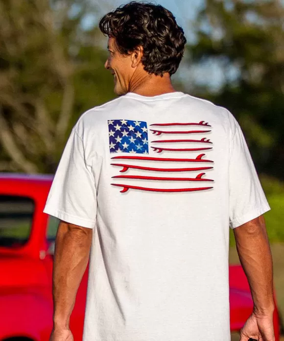T-Shirts>Crazy Shirts Surf United - White Short Sleeve Crewneck T-Shirt