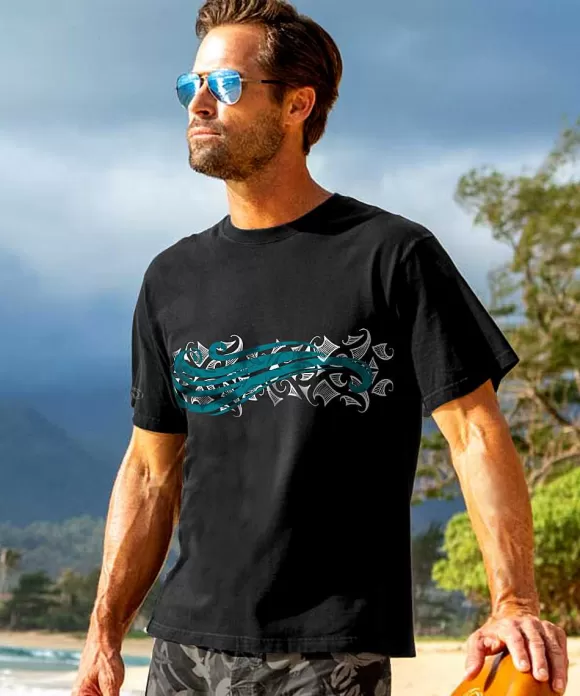T-Shirts>Crazy Shirts Teahupoo - Black Short Sleeve Crewneck T-Shirt