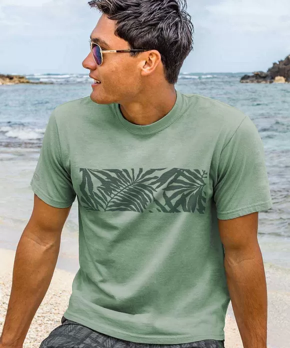 T-Shirts>Crazy Shirts Techno Palms - Seaglass Short Sleeve Crewneck T-Shirt