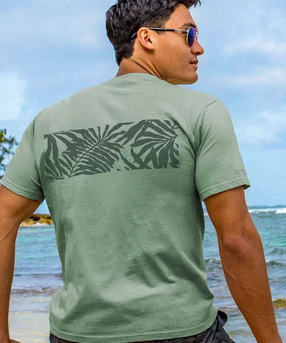 T-Shirts>Crazy Shirts Techno Palms - Seaglass Short Sleeve Crewneck T-Shirt