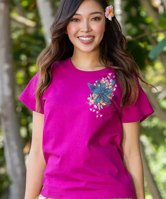 T-Shirts>Crazy Shirts The Blue Lily - Berry Short Sleeve Crewneck T-Shirt