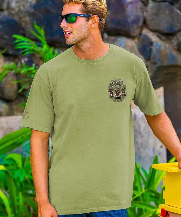T-Shirts>Crazy Shirts Thirsty Tikis - Hemp Dyed Short Sleeve Crewneck T-Shirt