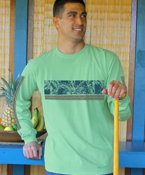 T-Shirts>Crazy Shirts Through Akaka - Key Lime Dyed Long Sleeve Crewneck T-Shirt