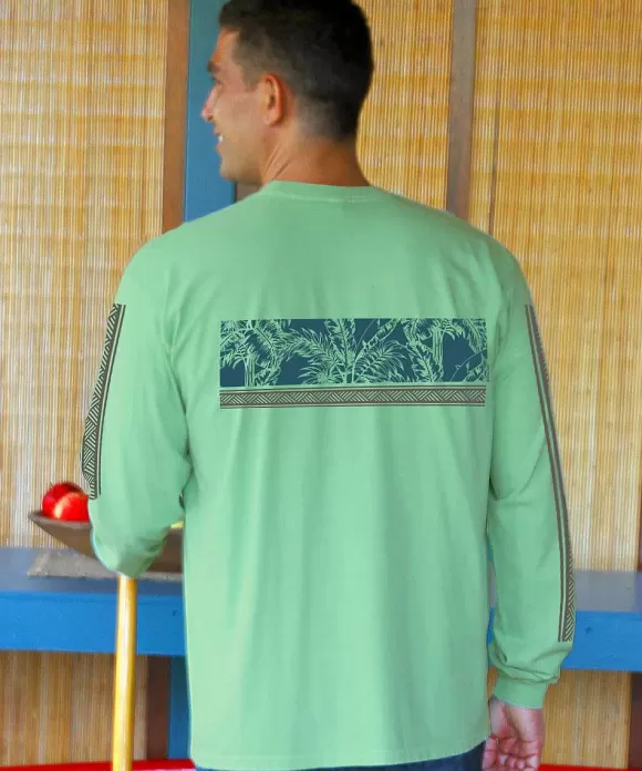 T-Shirts>Crazy Shirts Through Akaka - Key Lime Dyed Long Sleeve Crewneck T-Shirt