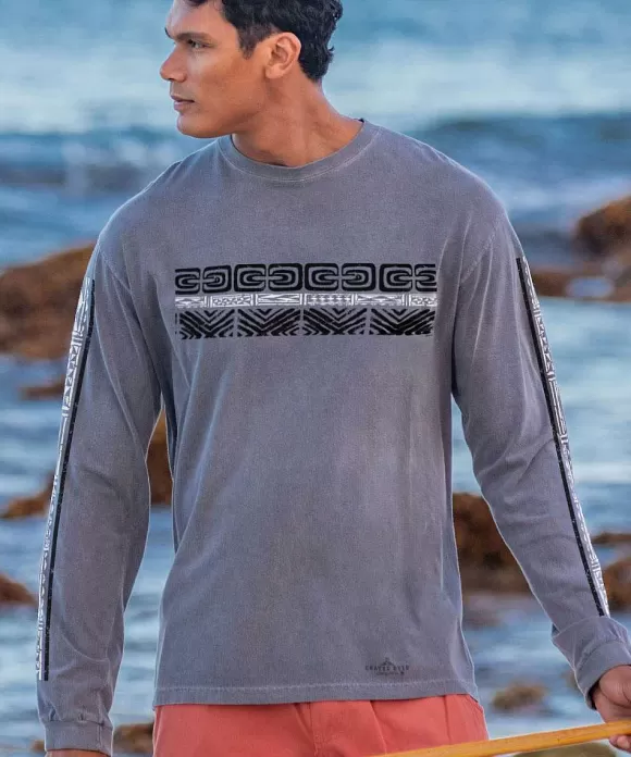 T-Shirts>Crazy Shirts Tribal Ikaika Band - Crater Dyed® Long Sleeve Crewneck T-Shirt