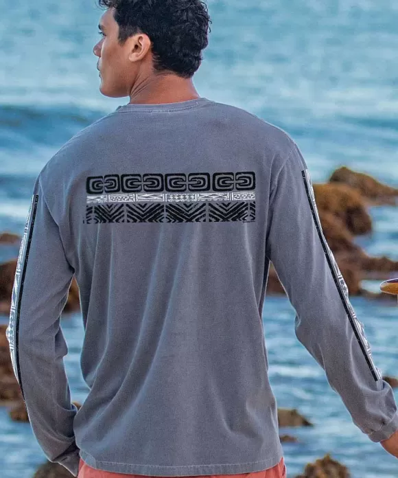 T-Shirts>Crazy Shirts Tribal Ikaika Band - Crater Dyed® Long Sleeve Crewneck T-Shirt