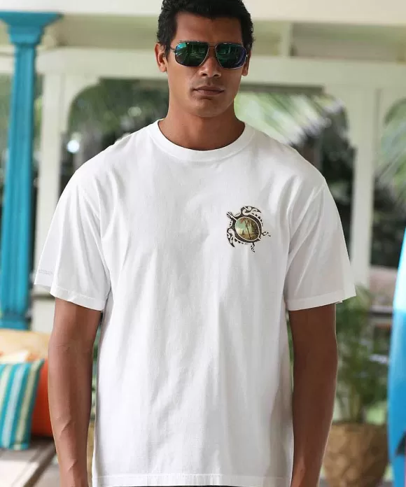 T-Shirts>Crazy Shirts Tribal Island Honu - White Short Sleeve Crewneck T-Shirt