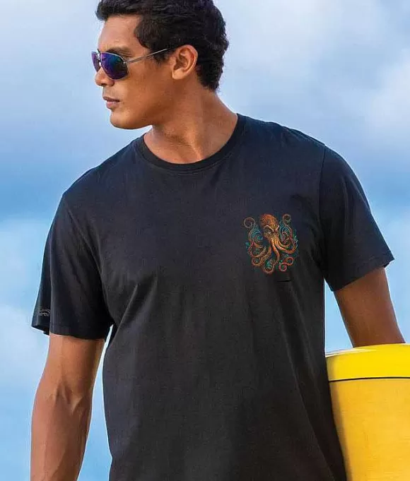 T-Shirts>Crazy Shirts Tribal Octopus - Jet Black Short Sleeve Pima T-Shirt