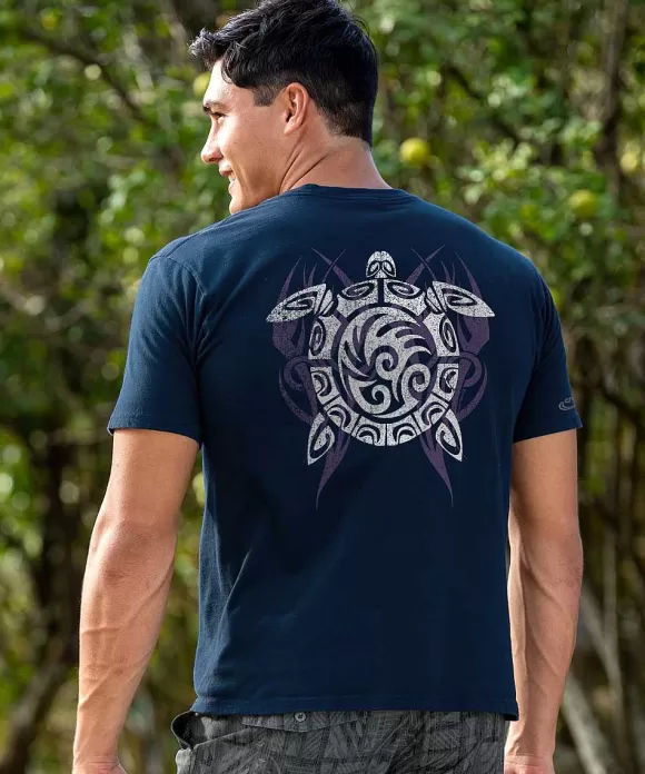 T-Shirts>Crazy Shirts Tribe Turtle - Navy Short Sleeve Crewneck T-Shirt