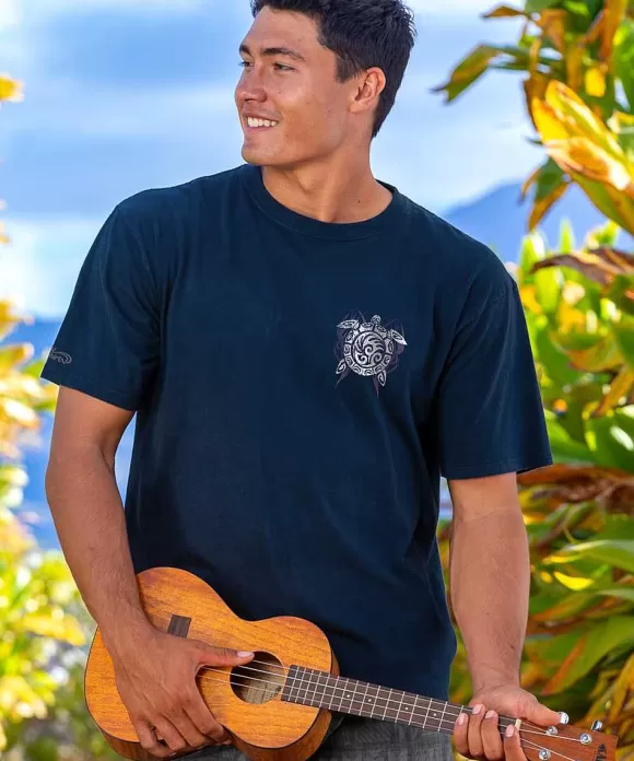 T-Shirts>Crazy Shirts Tribe Turtle - Navy Short Sleeve Crewneck T-Shirt