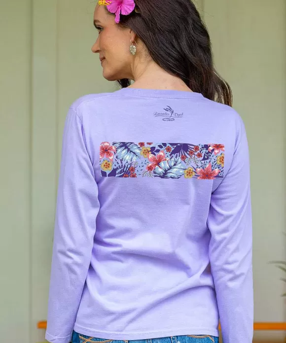 T-Shirts>Crazy Shirts Tropical Purple Band - Lavender Dyed Long Sleeve Crewneck T-Shirt