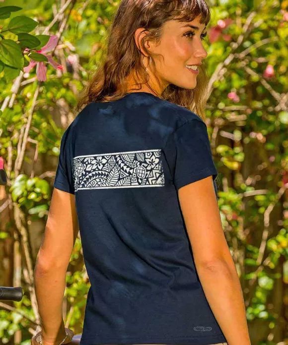 T-Shirts>Crazy Shirts Tropical Tribal Band - Navy Short Sleeve Crewneck T-Shirt