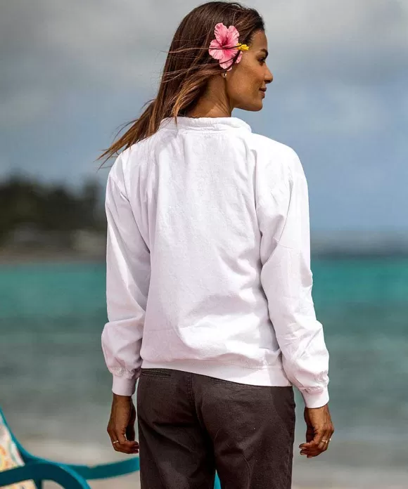 Jackets & Pullovers>Crazy Shirts Turtle Seascape - White Long Sleeve Lightweight Pullover