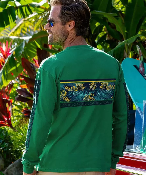 T-Shirts>Crazy Shirts Twilight In Paradise - Wintergreen Dyed Long Sleeve Crewneck T-Shirt