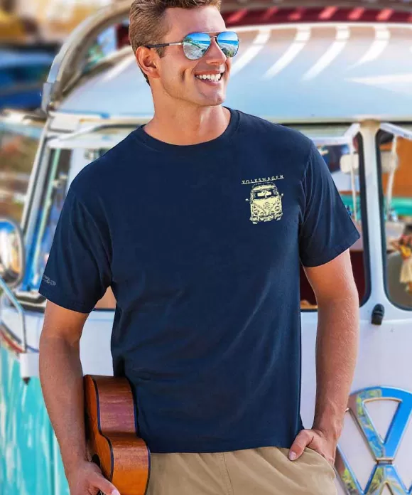 T-Shirts>Crazy Shirts Volkswagen Sketched Van - Navy Short Sleeve Crewneck T-Shirt