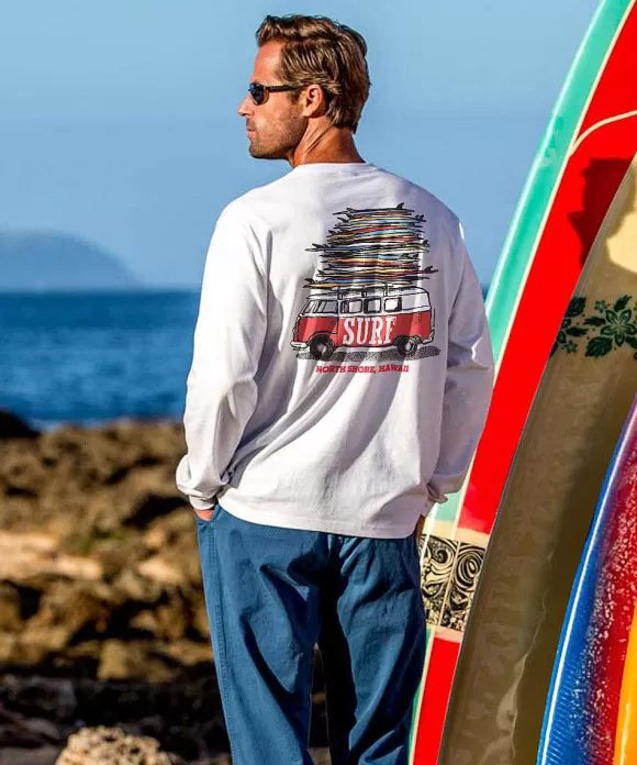 T-Shirts>Crazy Shirts Volkswagen Surfmobile - White Long Sleeve Crewneck T-Shirt