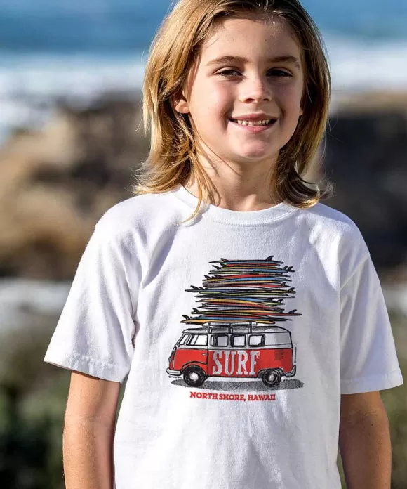 T-Shirts>Crazy Shirts Volkswagen Surfmobile - White Short Sleeve Crewneck T-Shirt