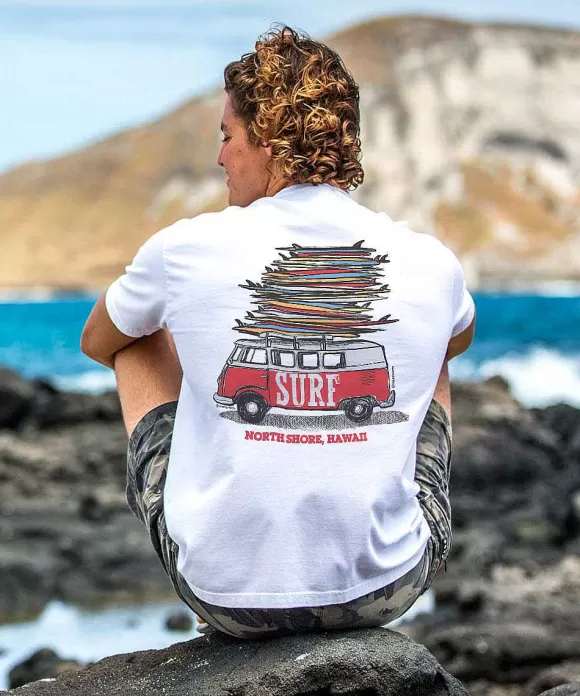 T-Shirts>Crazy Shirts Volkswagen Surfmobile - White Short Sleeve Crewneck T-Shirt